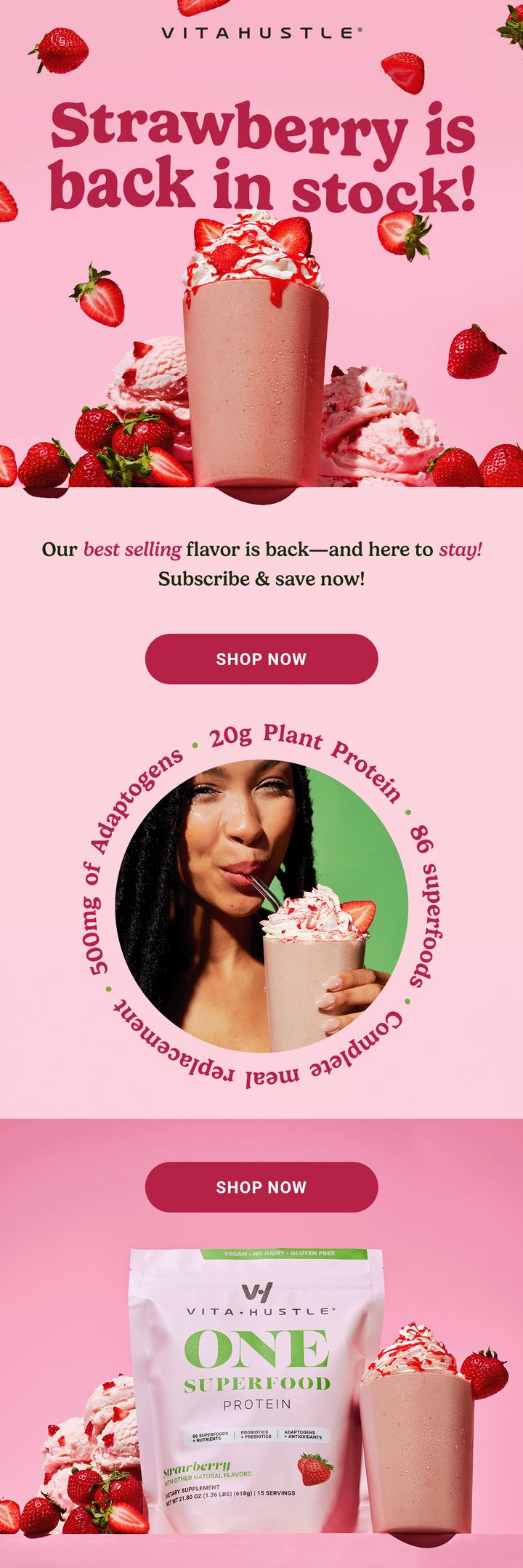 Strawberry is back in stock email