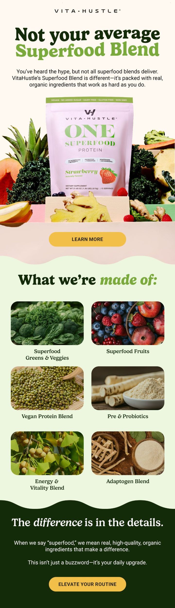 VitaHustle superfood blend ingredients